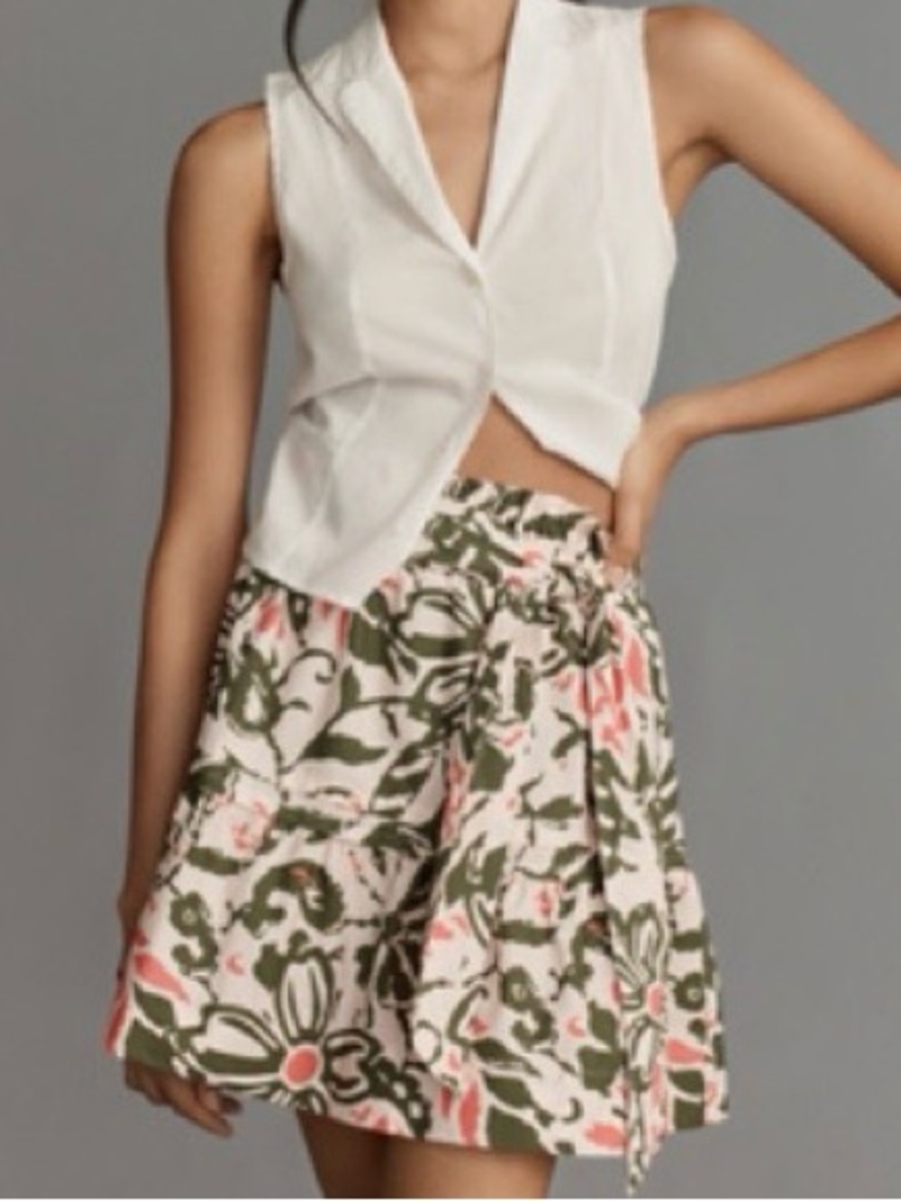 NWT - Anthropologie Maeve somerset pink and green floral mini skirt - size large